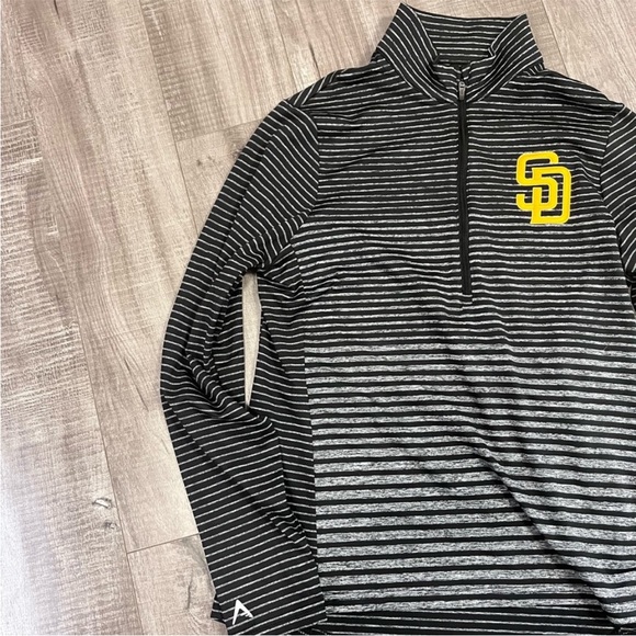 San Diego Padres Antigua Heather Black Half Zip Pullover Size Small - Picture 3 of 6